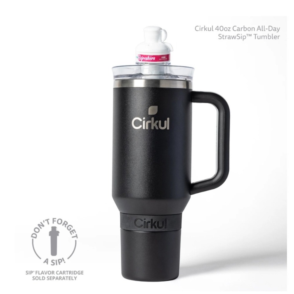 Cirkul 40oz Carbon All-Day StrawSip Tumbler Black Stainless Steel Insulated Cup